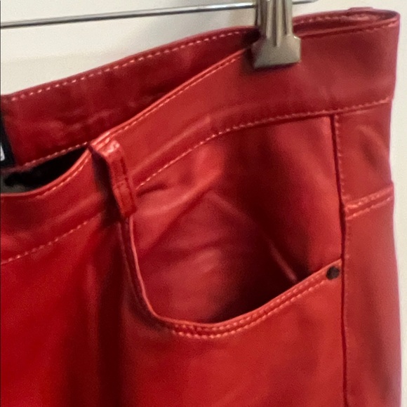 Ron Tomson Fiery Red Leather Trousers - Picture 4 of 11